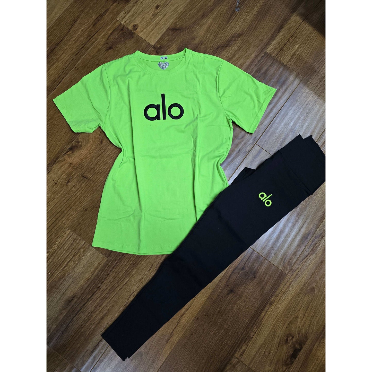 sets suplex bordado talla s/m verde neón