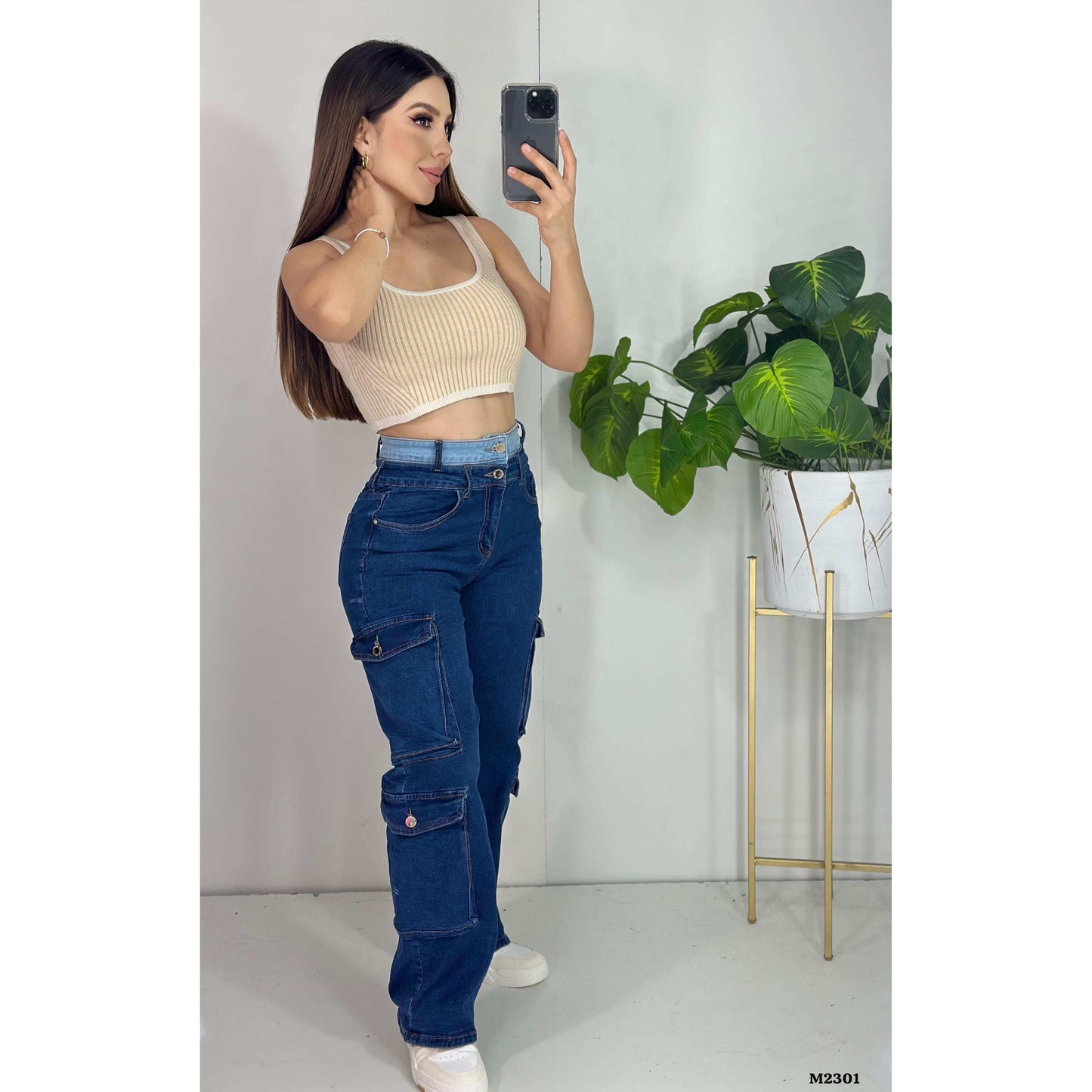 Jeans cargo elastizado