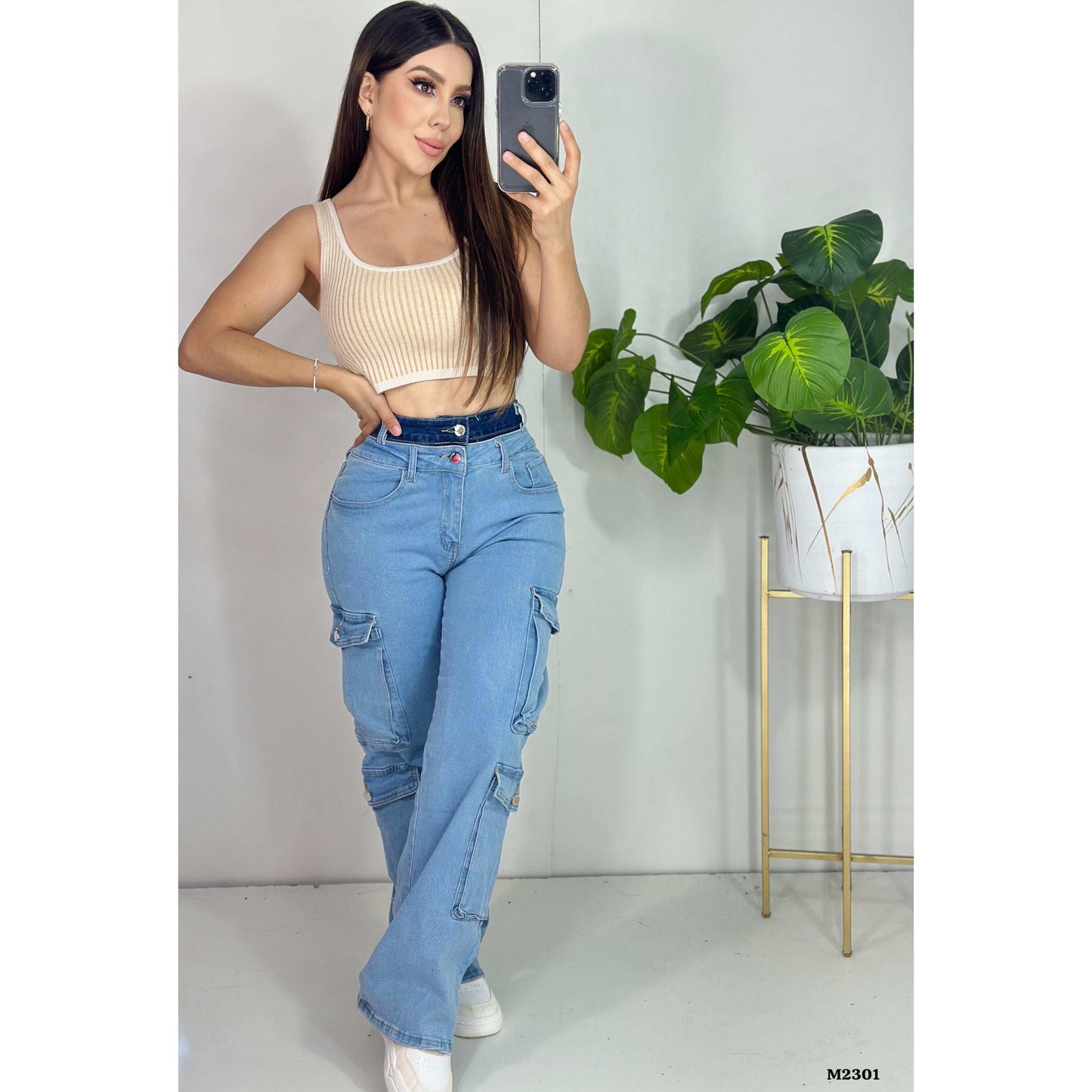 Jeans cargo elastizado