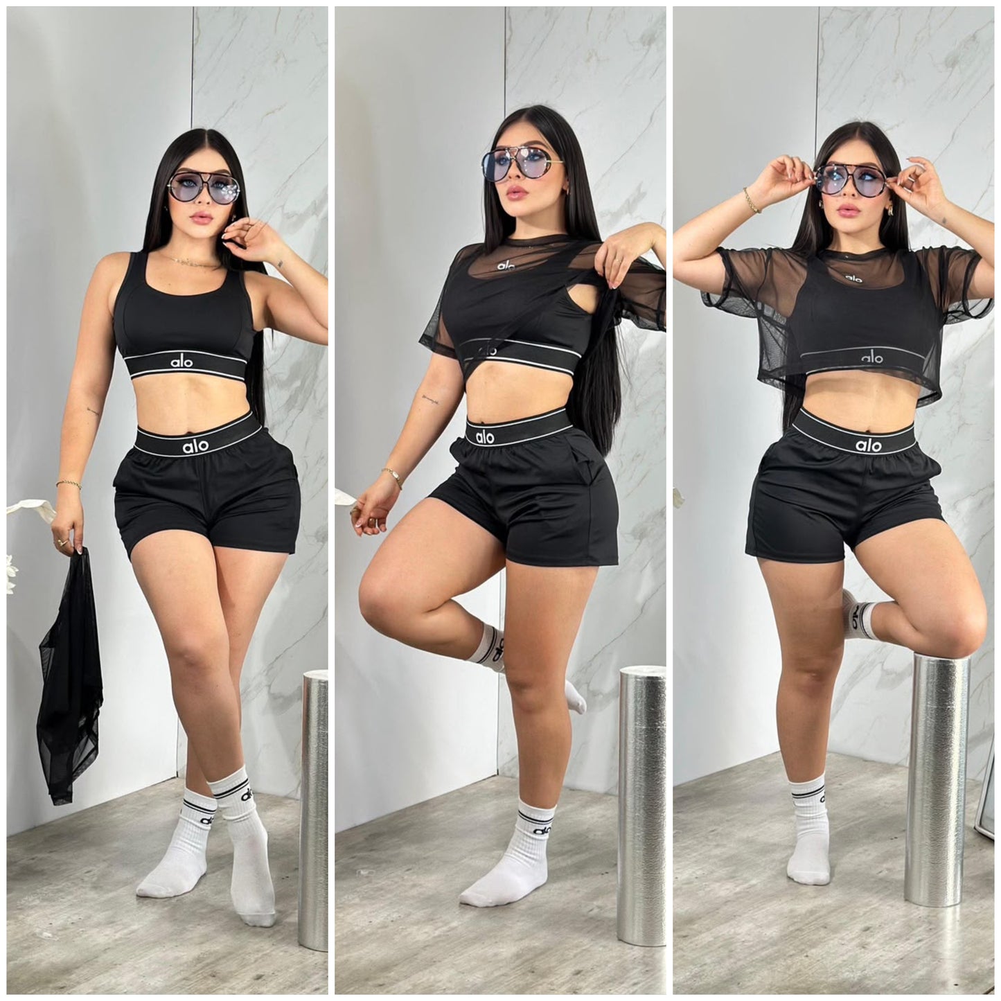 Sets trio con medias talla unica sirve S-M