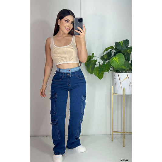 Jeans cargo elastizado