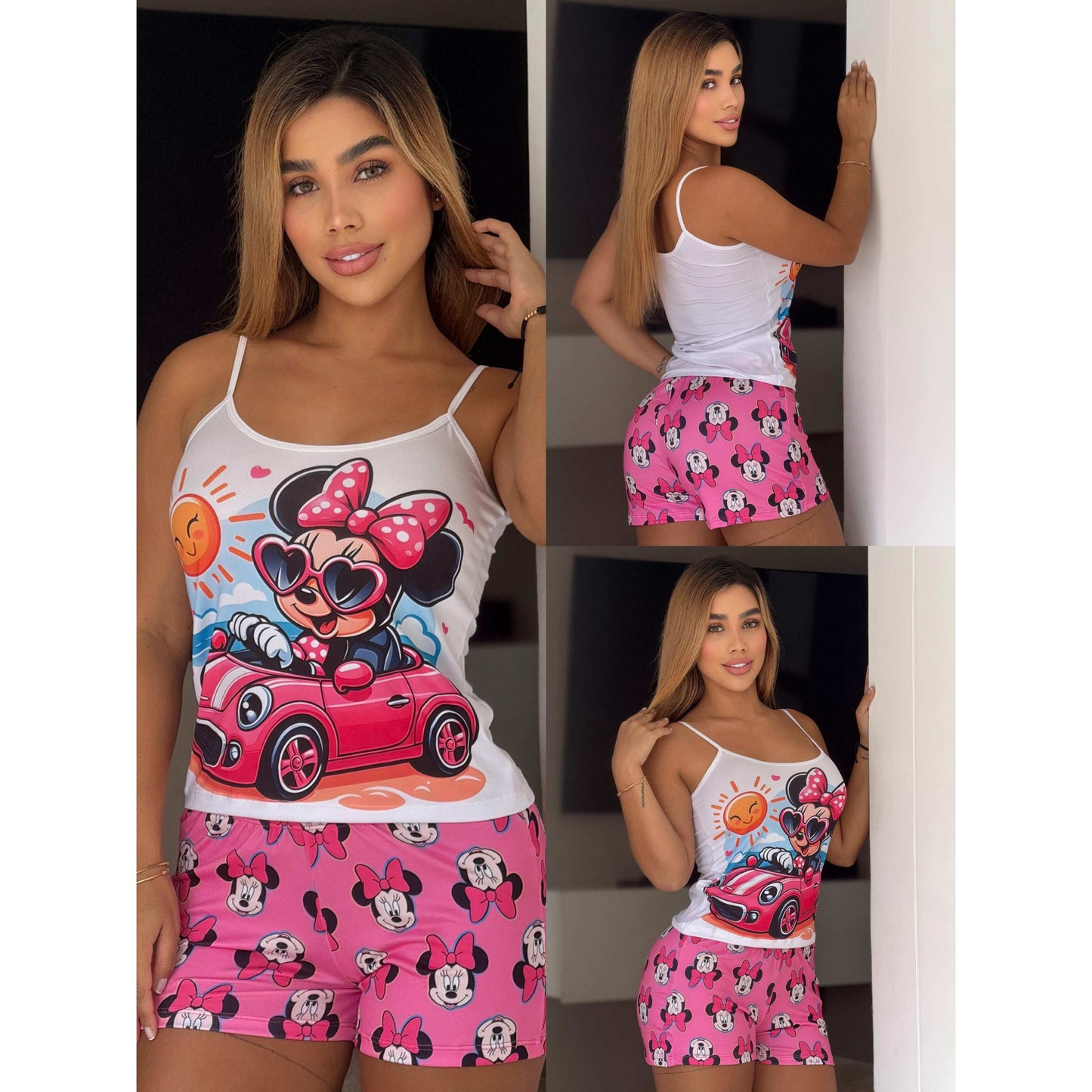 Women's pajamas, combining shorts and blouse for total comfort
