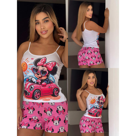 Women's pajamas, combining shorts and blouse for total comfort