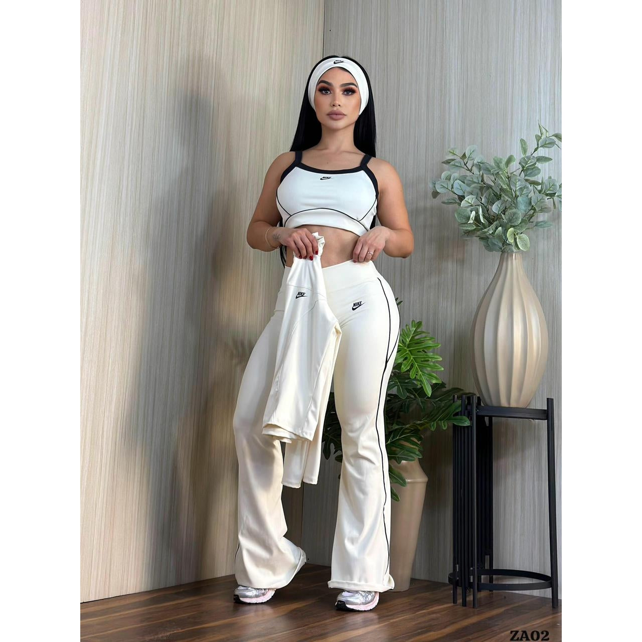 sets trio con cinta  color blanco hueso sirve s/m