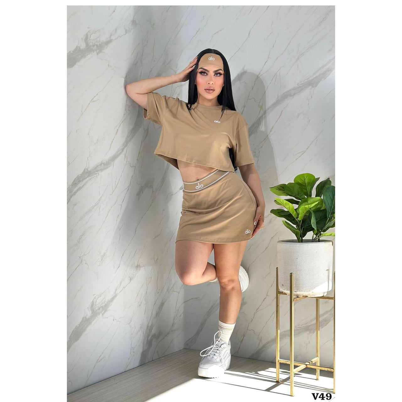 Conjunto saya short con cinta y medias  talla única sirve S y M