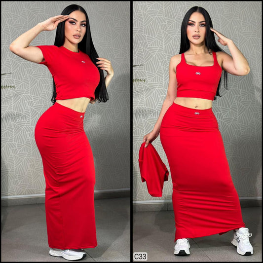 Conjunto trio saya talla única sirve xs-S-M
