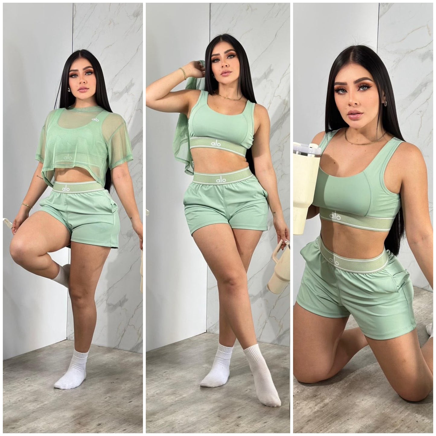 Sets trio con medias talla unica sirve S-M